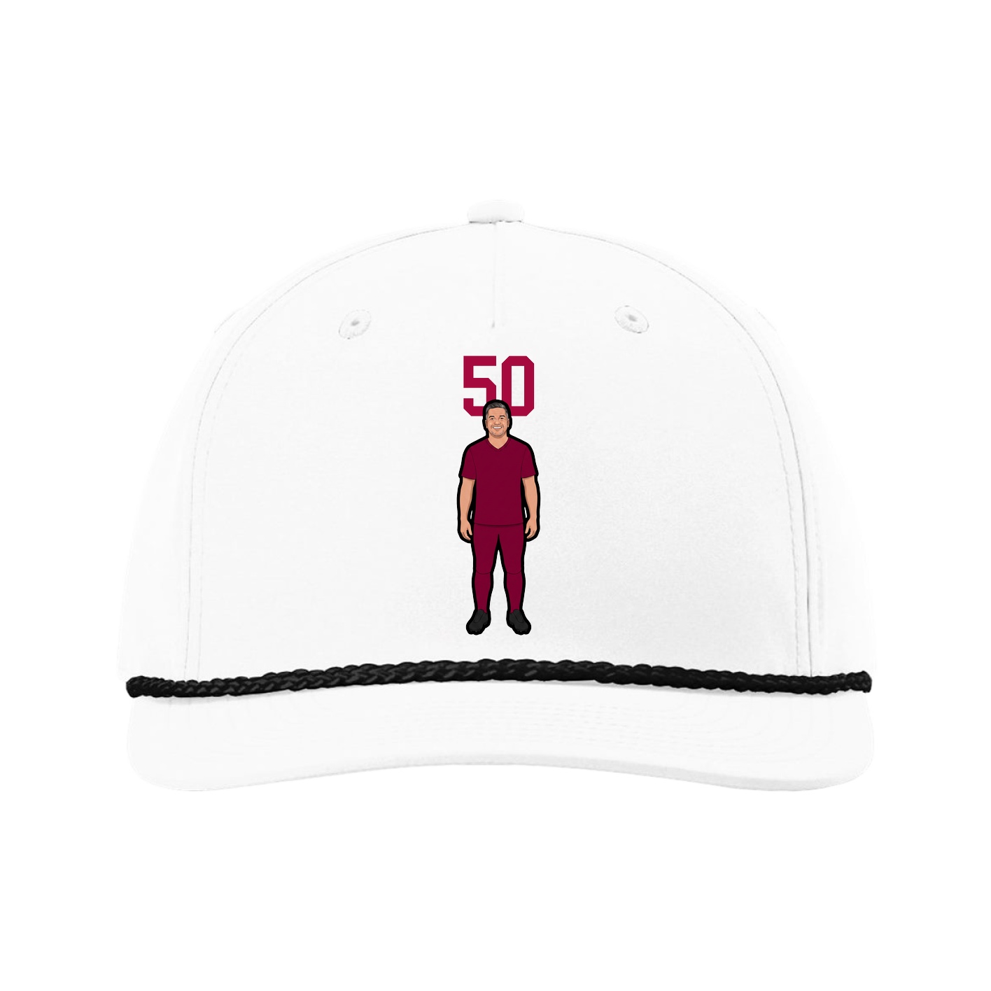 Five-Panel Classic Rope Cap — Number Top in White