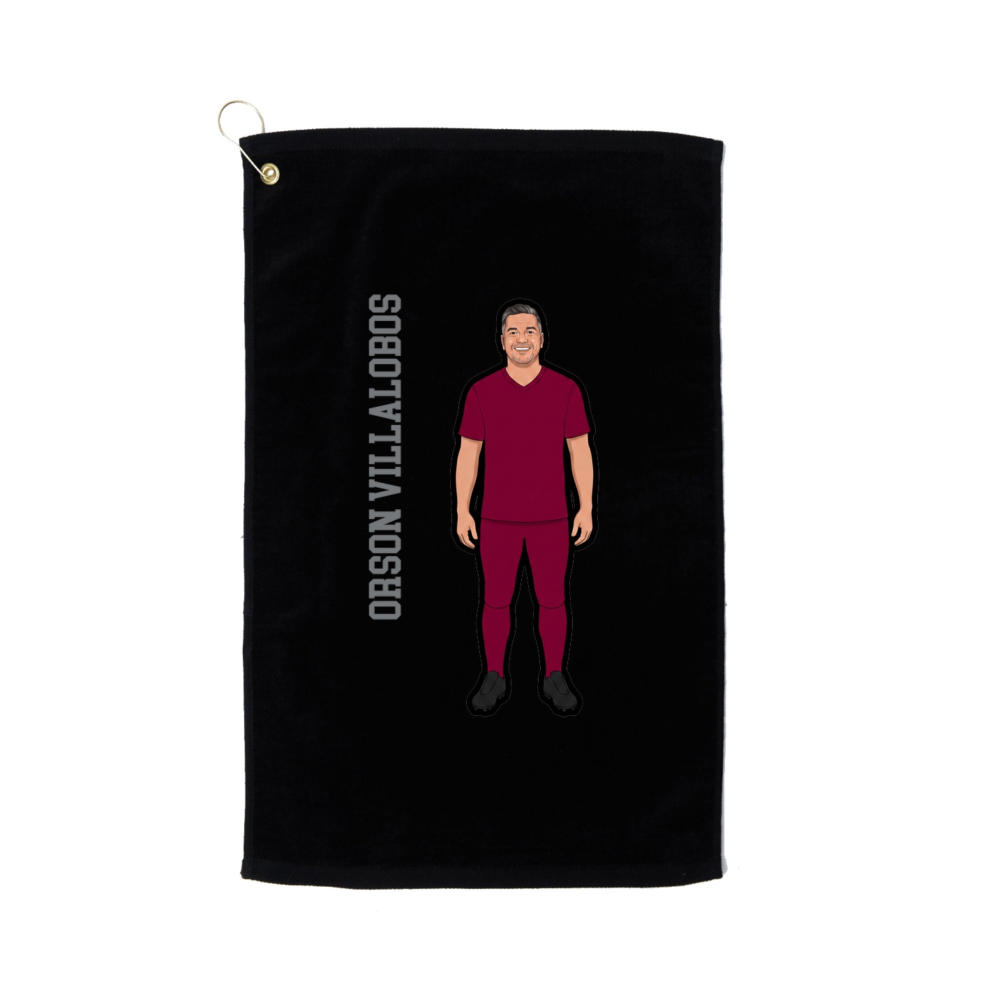 Golf Towel — Name Vertical in Black