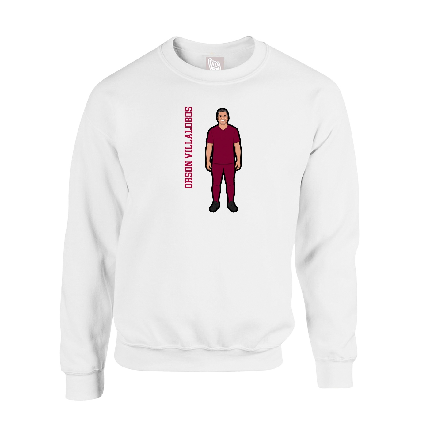 Fleece Crew — Name Vertical in White