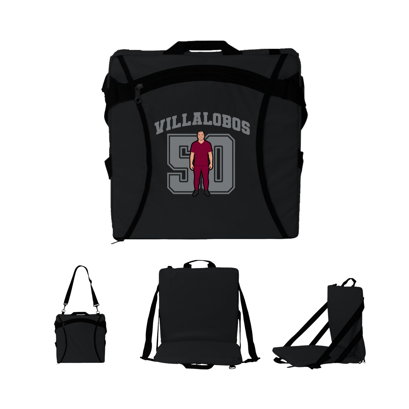 Folding Stadium Seat — Number in Black