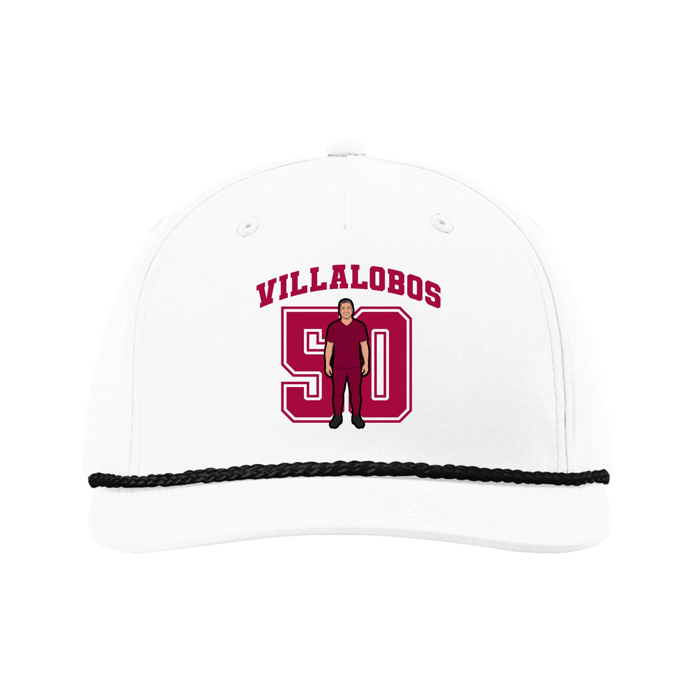 Five-Panel Classic Rope Cap — Number in White