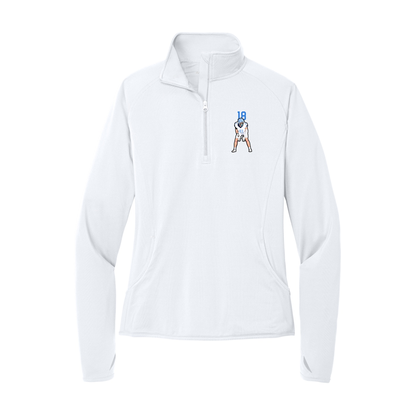 Women's Q-Zip Pullover — Number Top in White