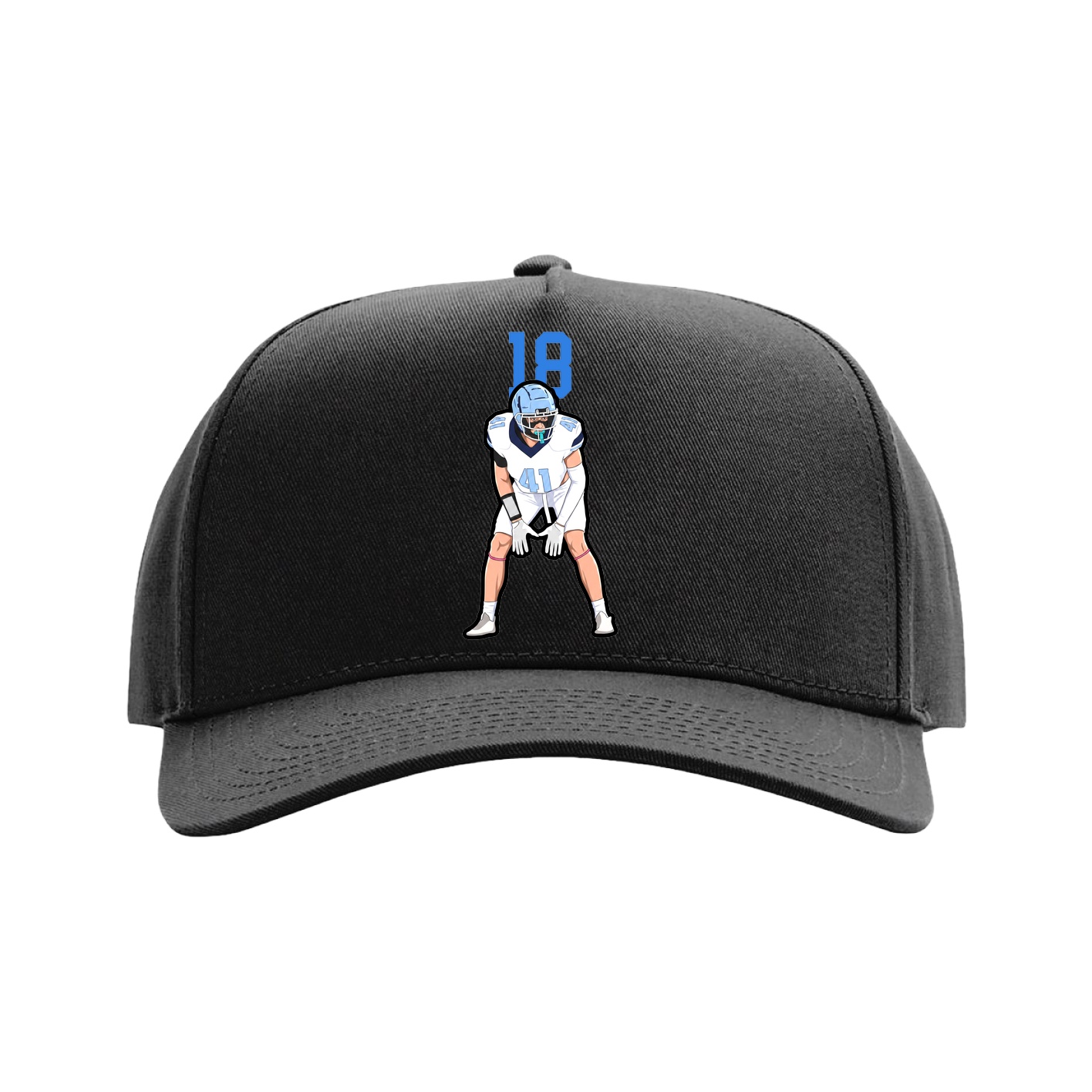 Full Fabric Five-Panel Champ Cap — Number Top in Black