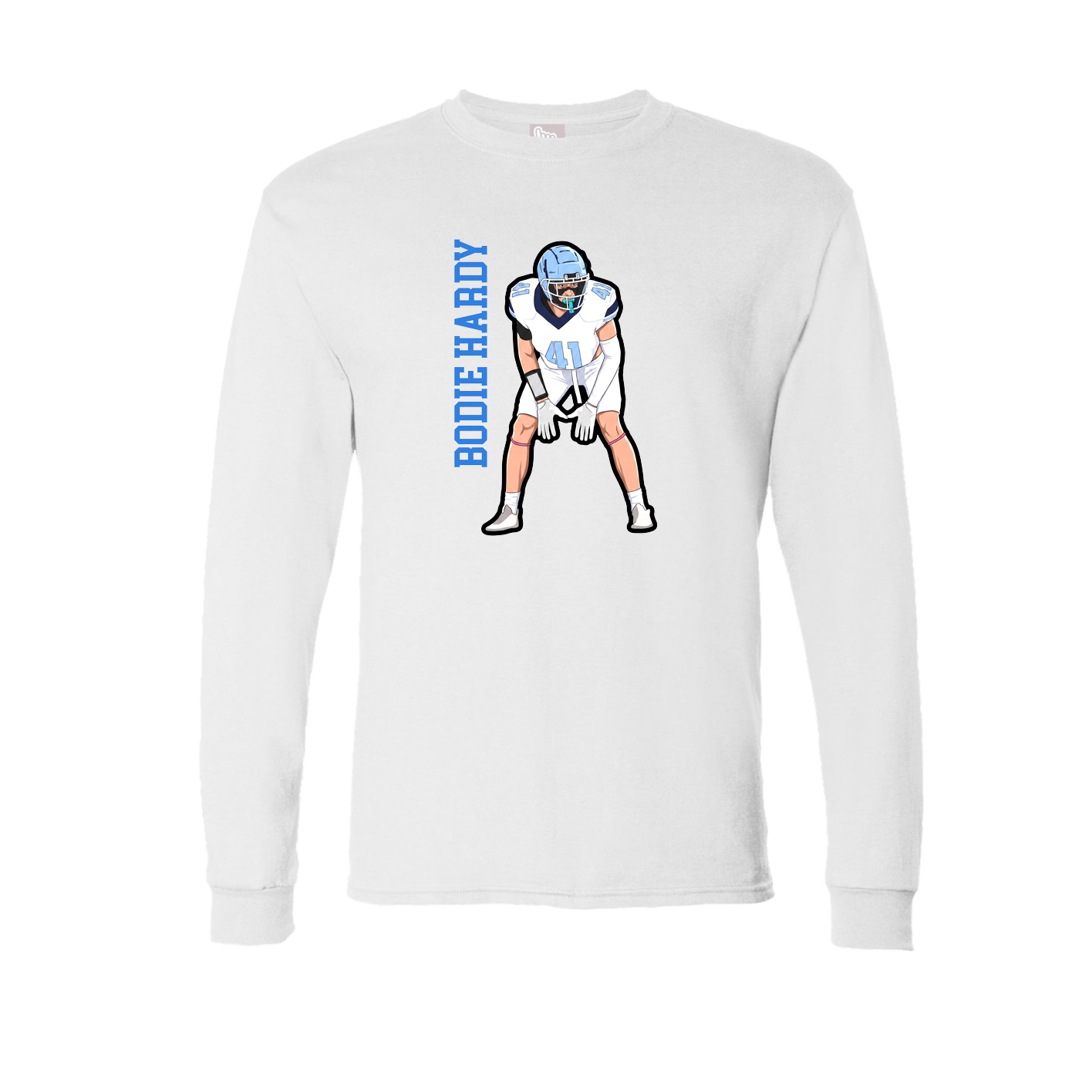 Long Sleeve Tee — Name Vertical in White