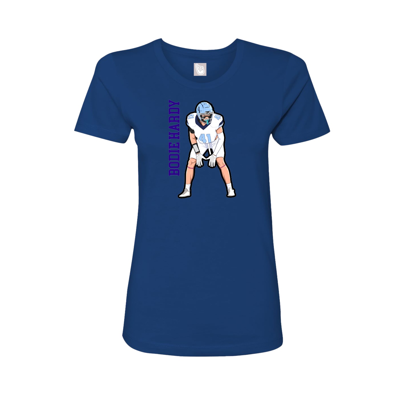 Fitted Women's Tee — Name Vertical in Royal