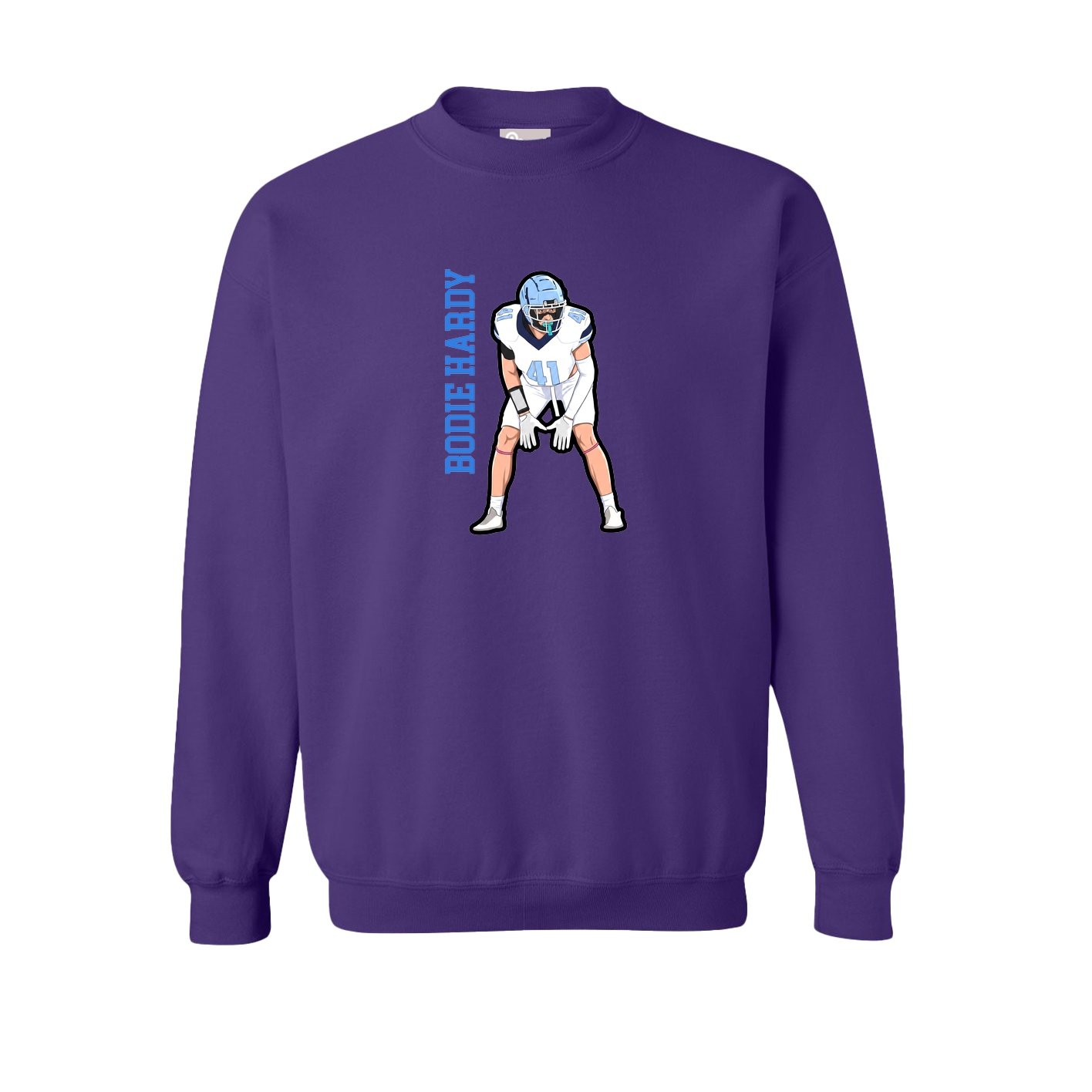 Fleece Crew — Name Vertical in Purple