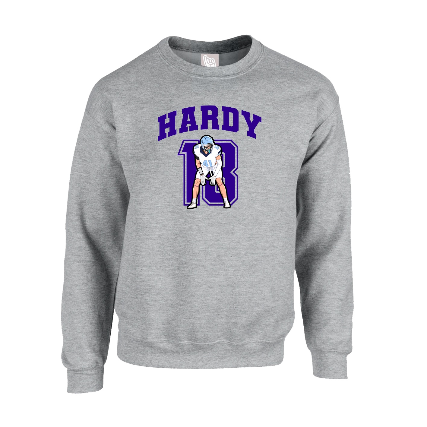 Fleece Crew — Number in Grey