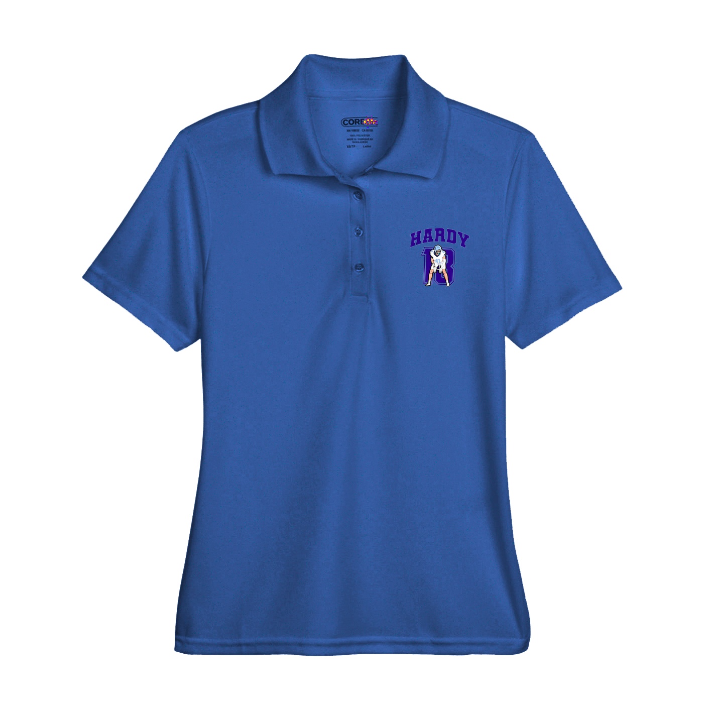 Womens Performance Polo — Number in Royal