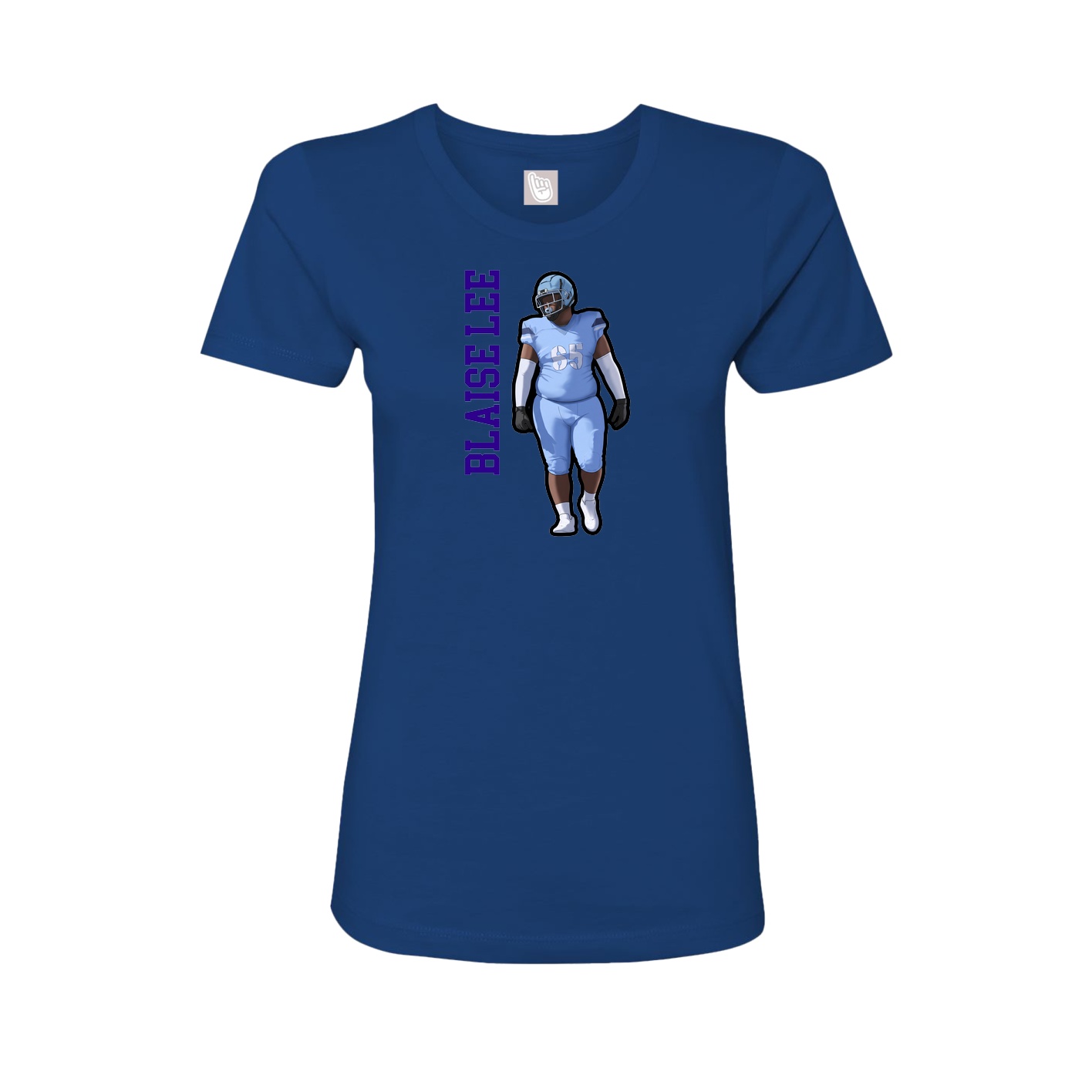 Fitted Women's Tee — Name Vertical in Royal