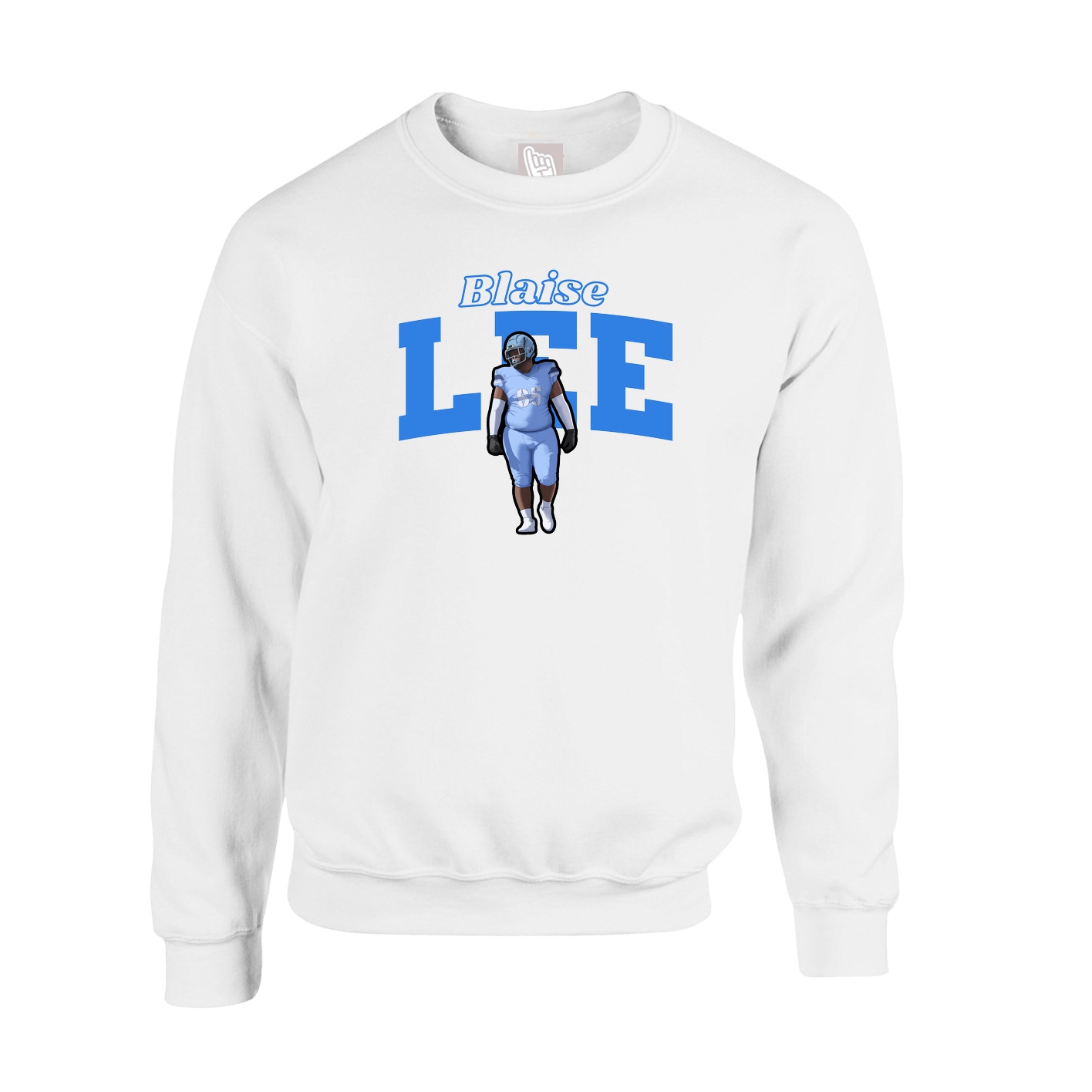 Fleece Crew — Name Arch in White