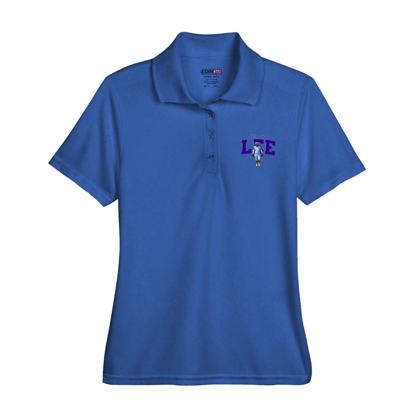 Womens Performance Polo — Name Arch in Royal