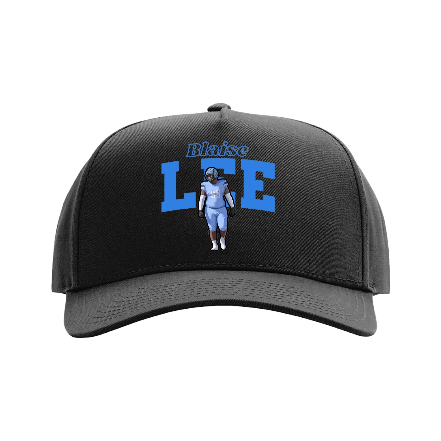 Full Fabric Five-Panel Champ Cap — Name Arch in Black