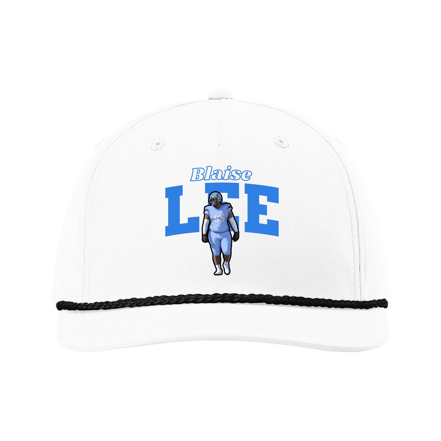 Five-Panel Classic Rope Cap — Name Arch in White