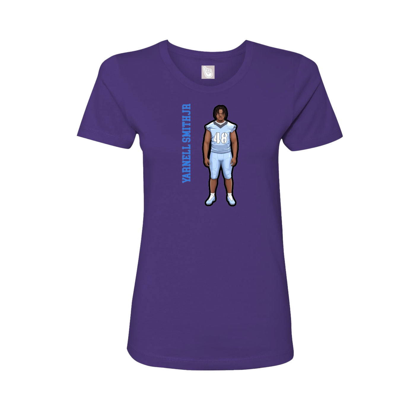 Fitted Women's Tee — Name Vertical in Purple