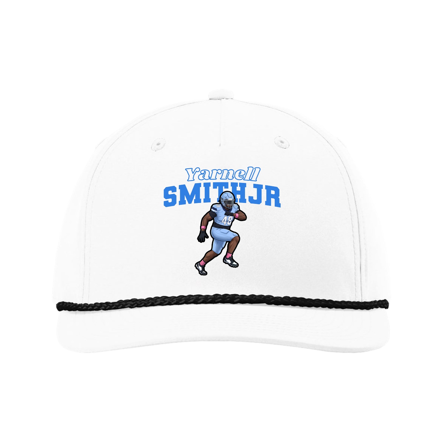 Five-Panel Classic Rope Cap — Name Arch in White