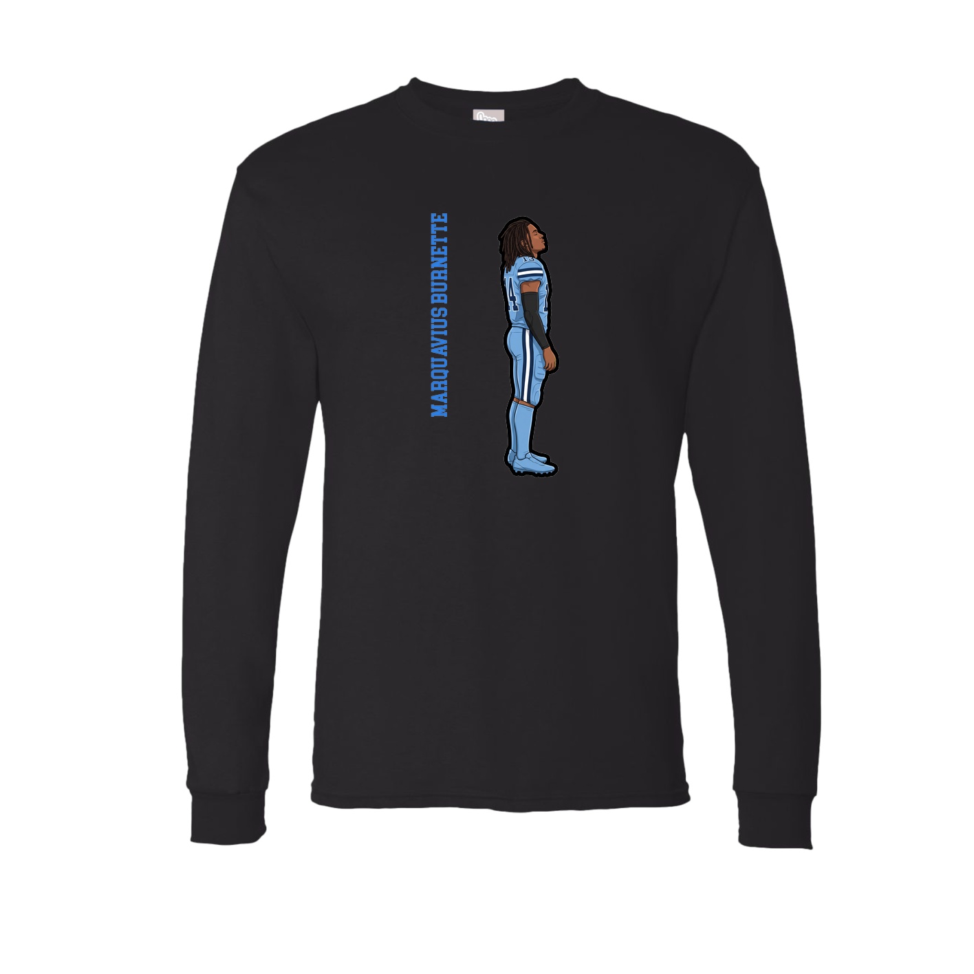 Long Sleeve Tee — Name Vertical in Black
