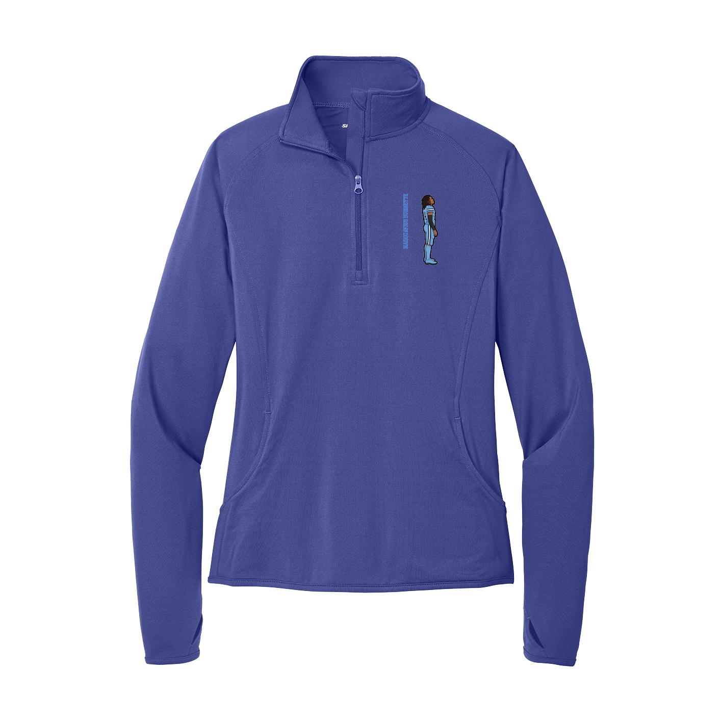 Women's Q-Zip Pullover — Name Vertical in Purple