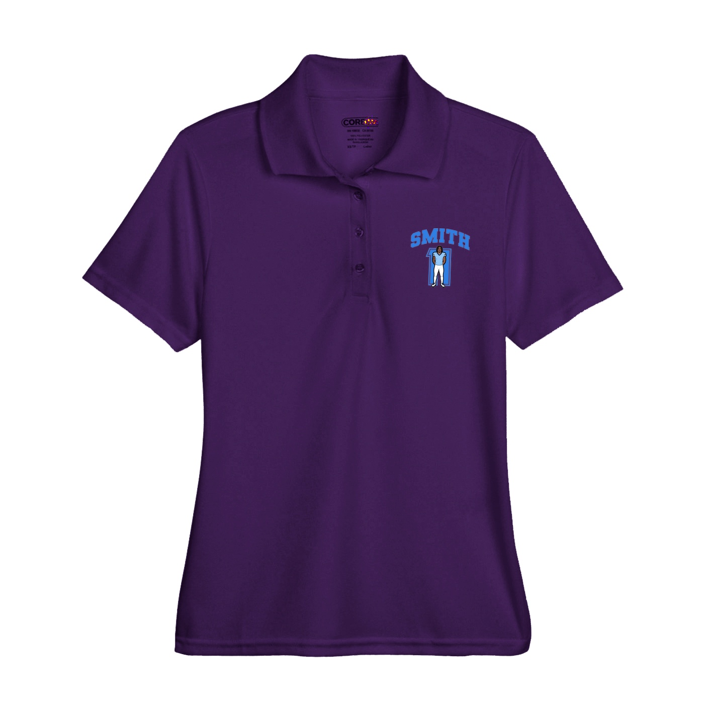 Womens Performance Polo — Number in Purple