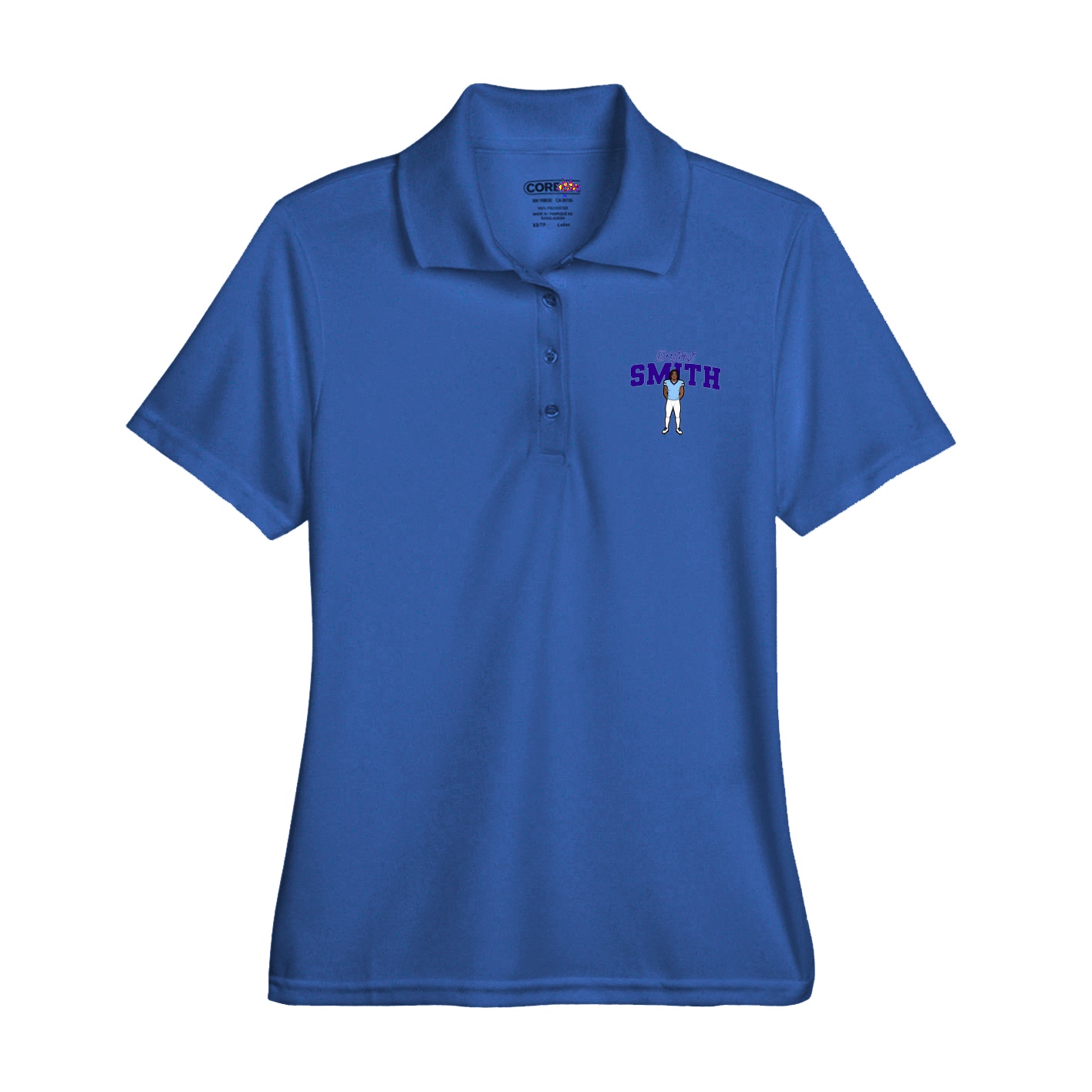 Womens Performance Polo — Name Arch in Royal