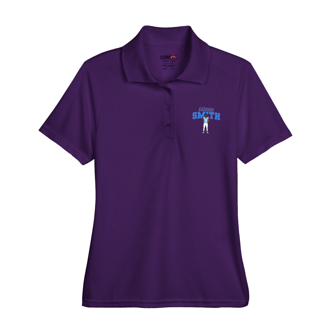 Womens Performance Polo — Mothers Day Block in Purple