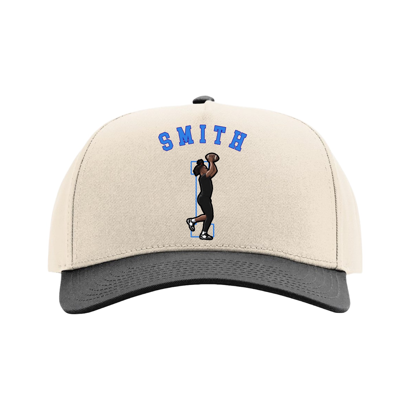 Full Fabric Five-Panel Champ Cap — Shirsey Arch in Cream/Black