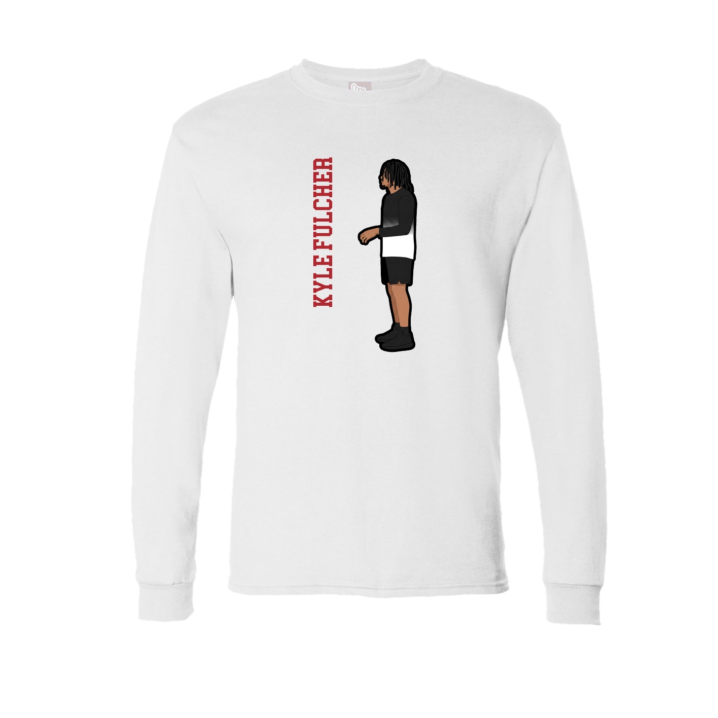 Long Sleeve Tee — Name Vertical in White