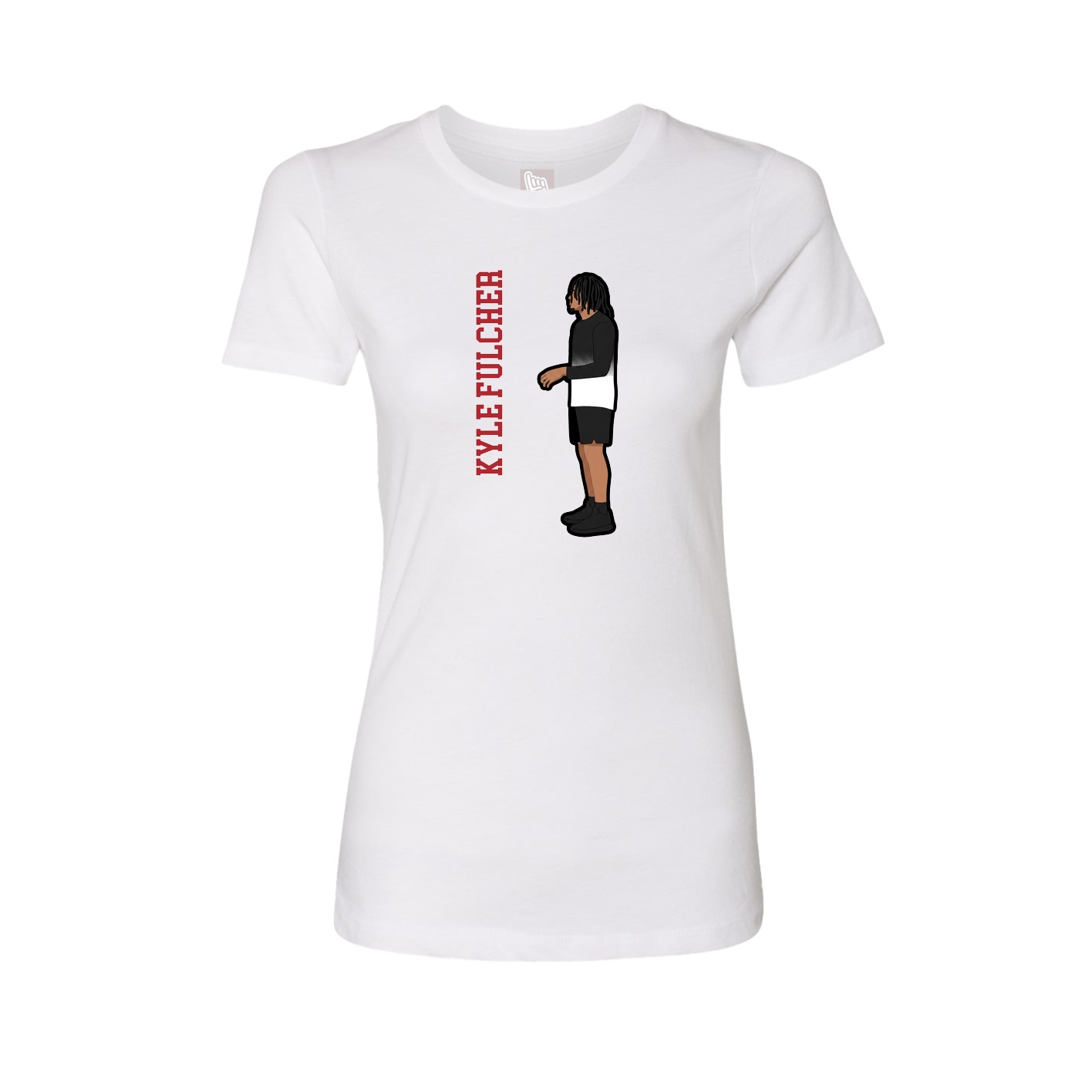 Fitted Women's Tee — Name Vertical in White