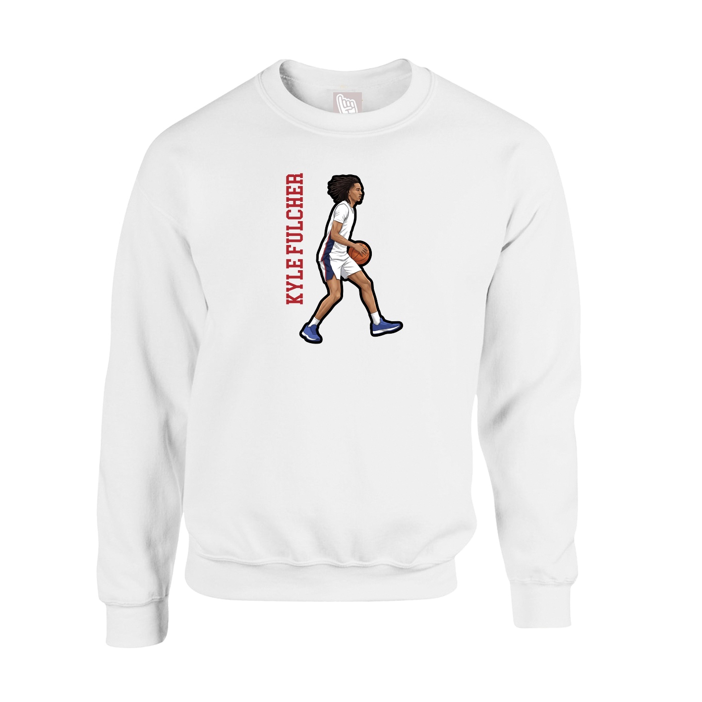 Fleece Crew — Name Vertical in White