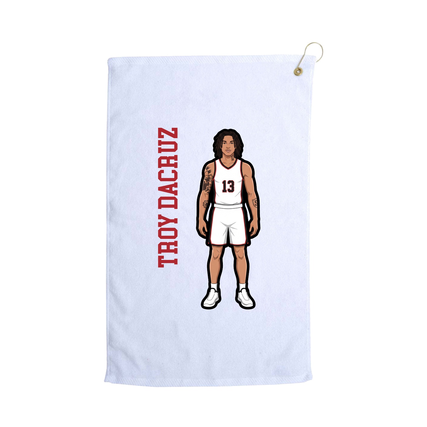 Golf Towel — Name Vertical in White