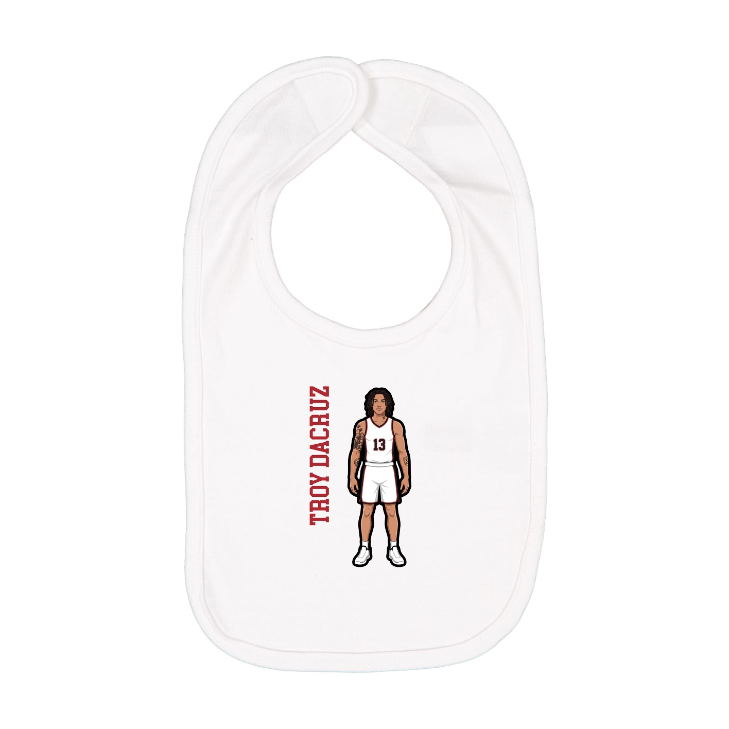 Infant Bib — Name Vertical in White