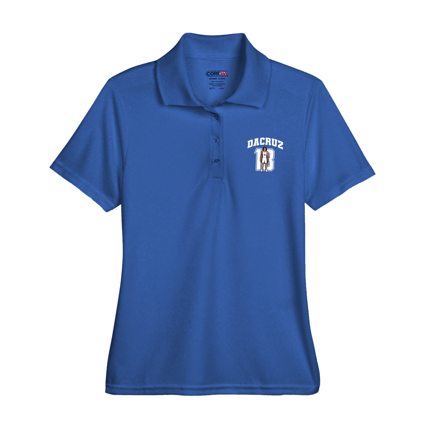 Womens Performance Polo — Number in Royal