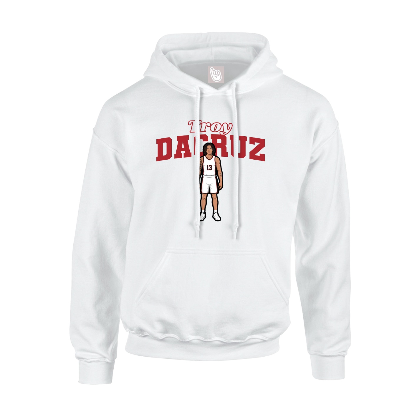 Youth Hoodie — Name Arch in White
