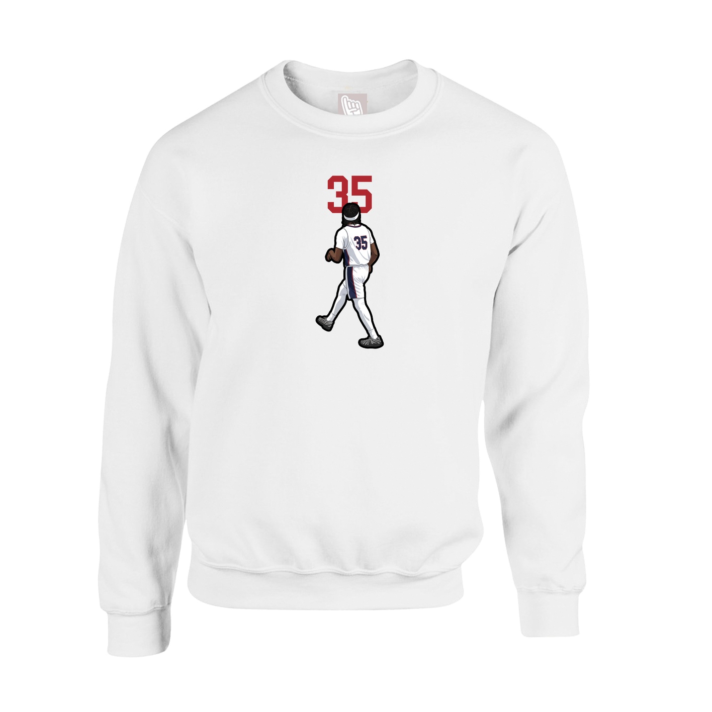 Fleece Crew — Number Top in White