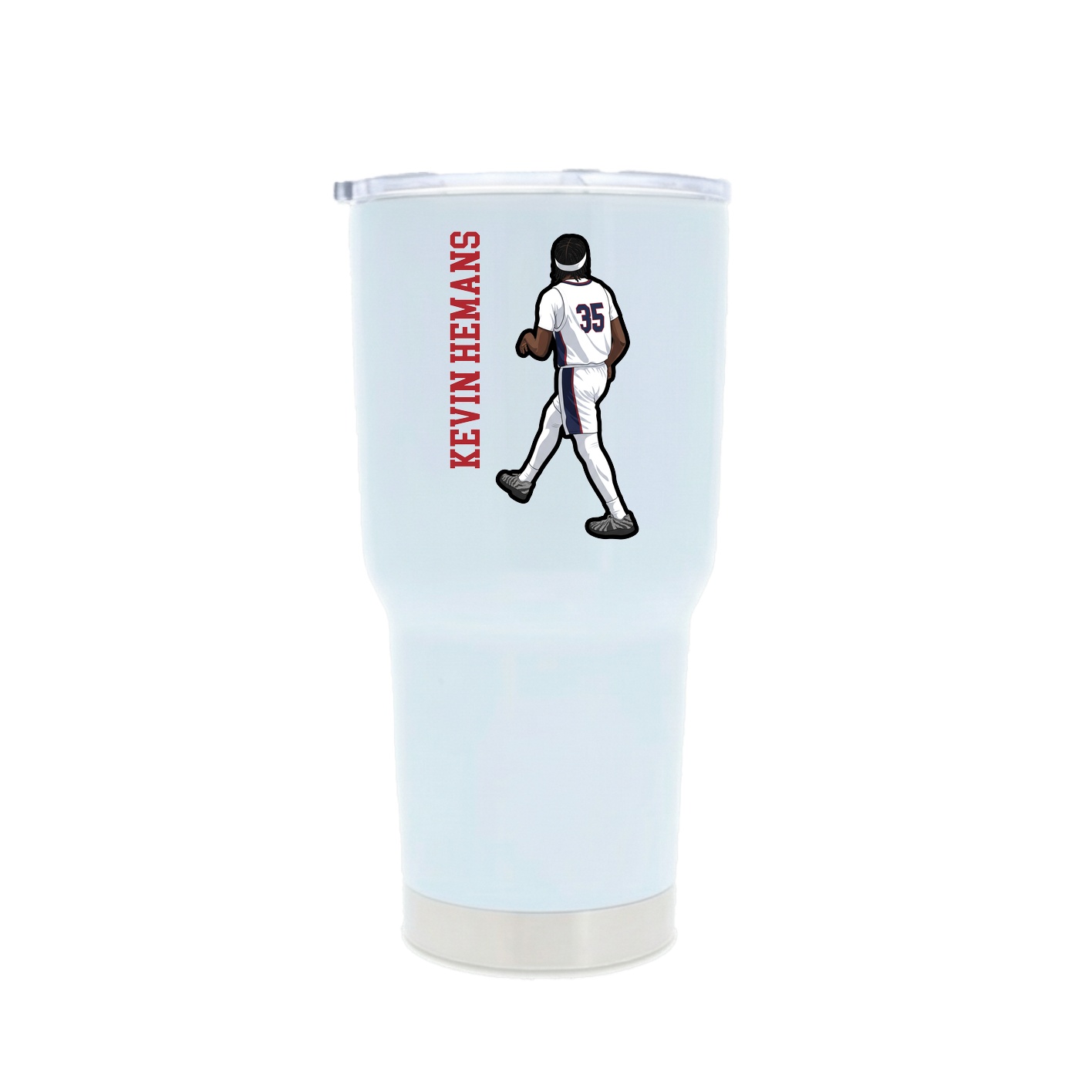 30oz Stainless Steel Tumbler — Name Vertical in White