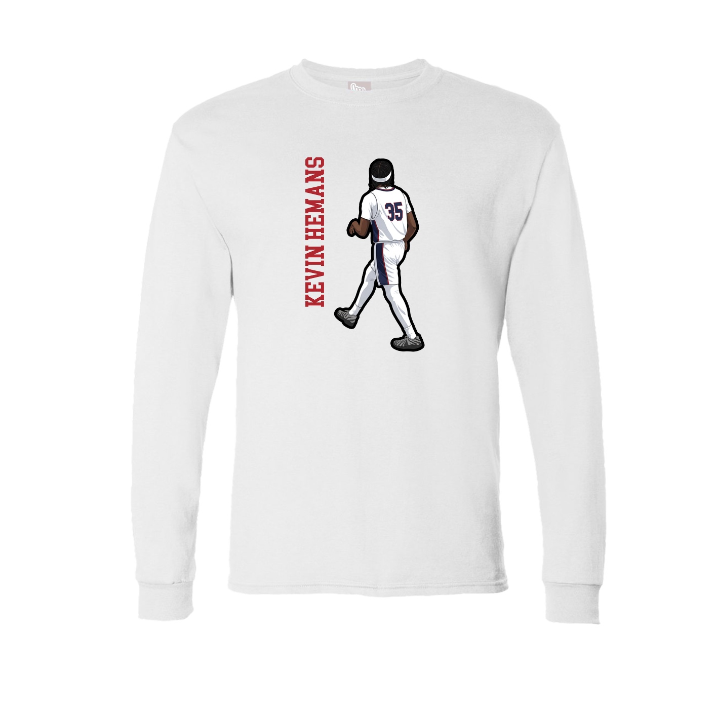 Long Sleeve Tee — Name Vertical in White