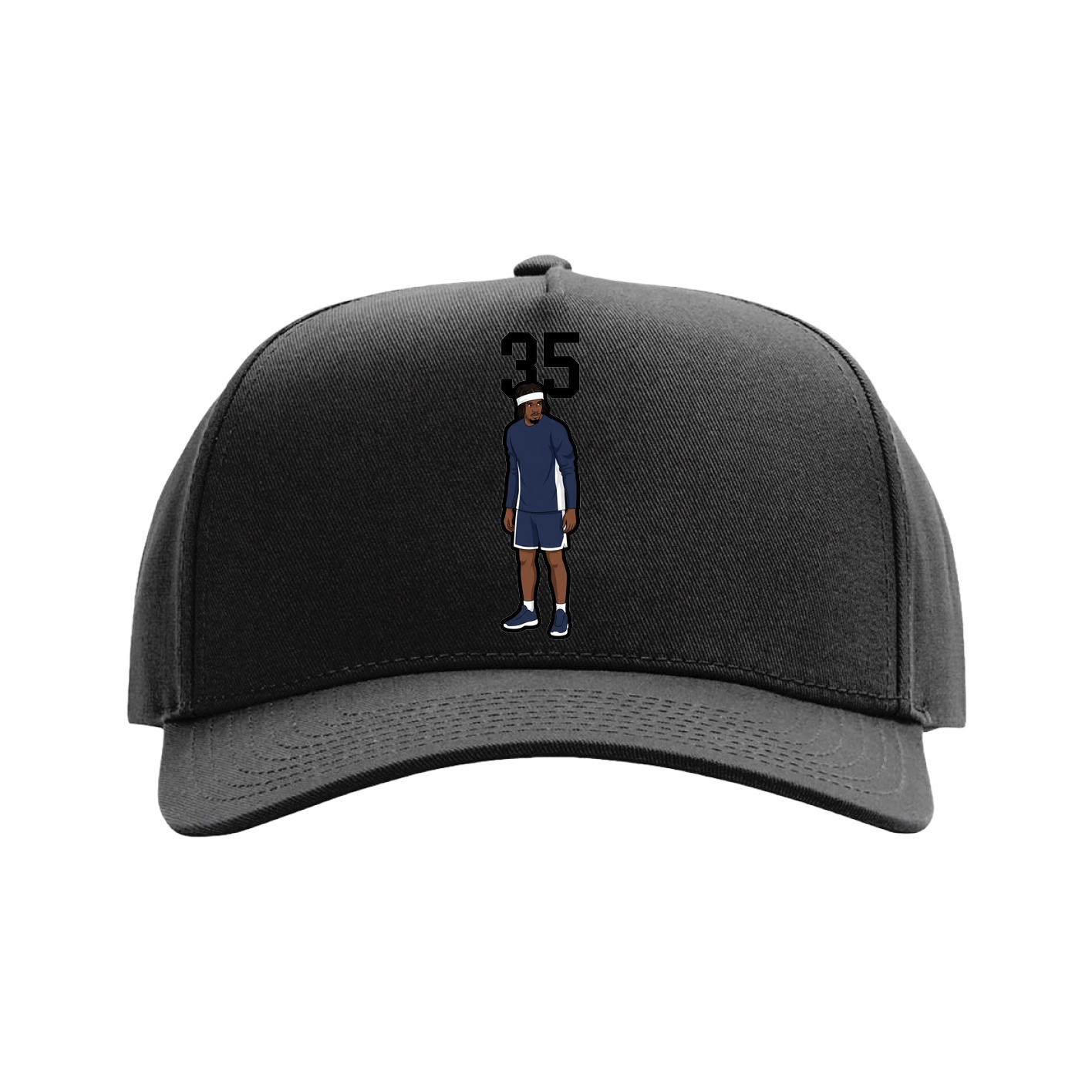 Full Fabric Five-Panel Champ Cap — Number Top in Black