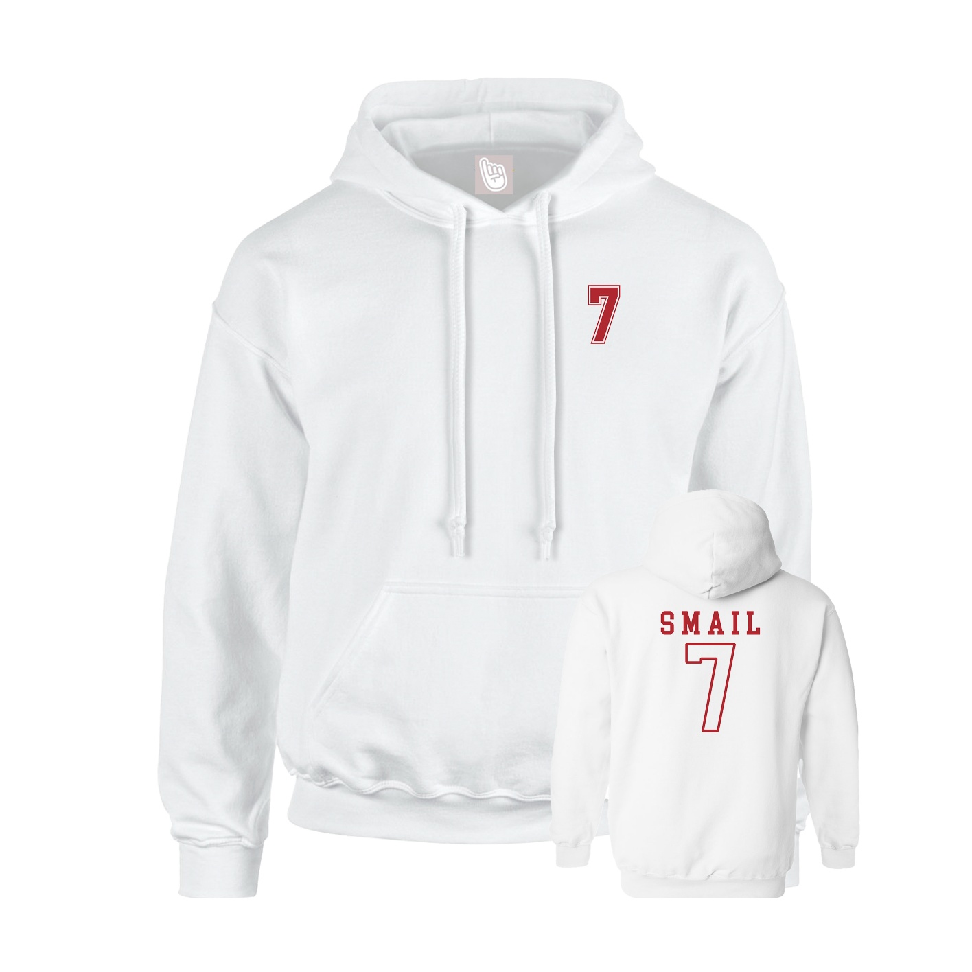 Youth Hoodie — Chest Back in White