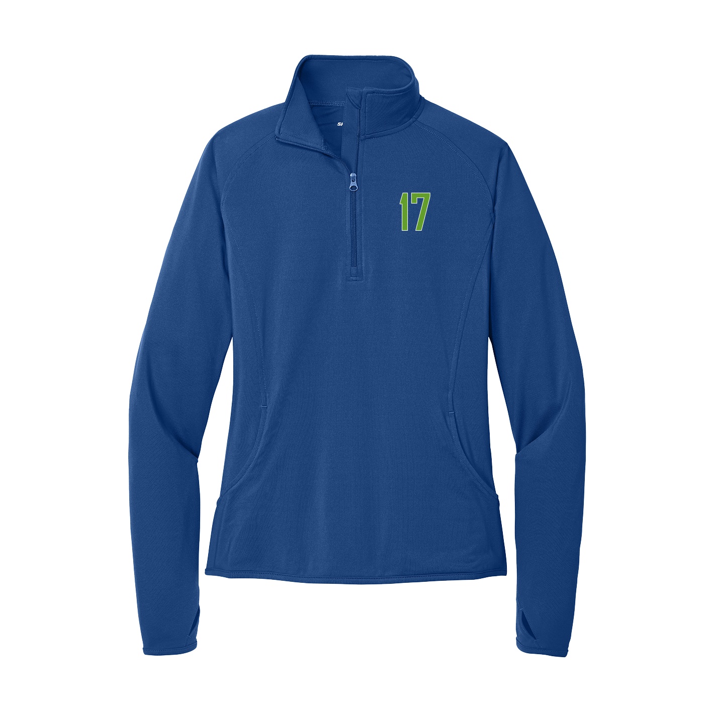 Women's Q-Zip Pullover — Front Shirsy in Royal
