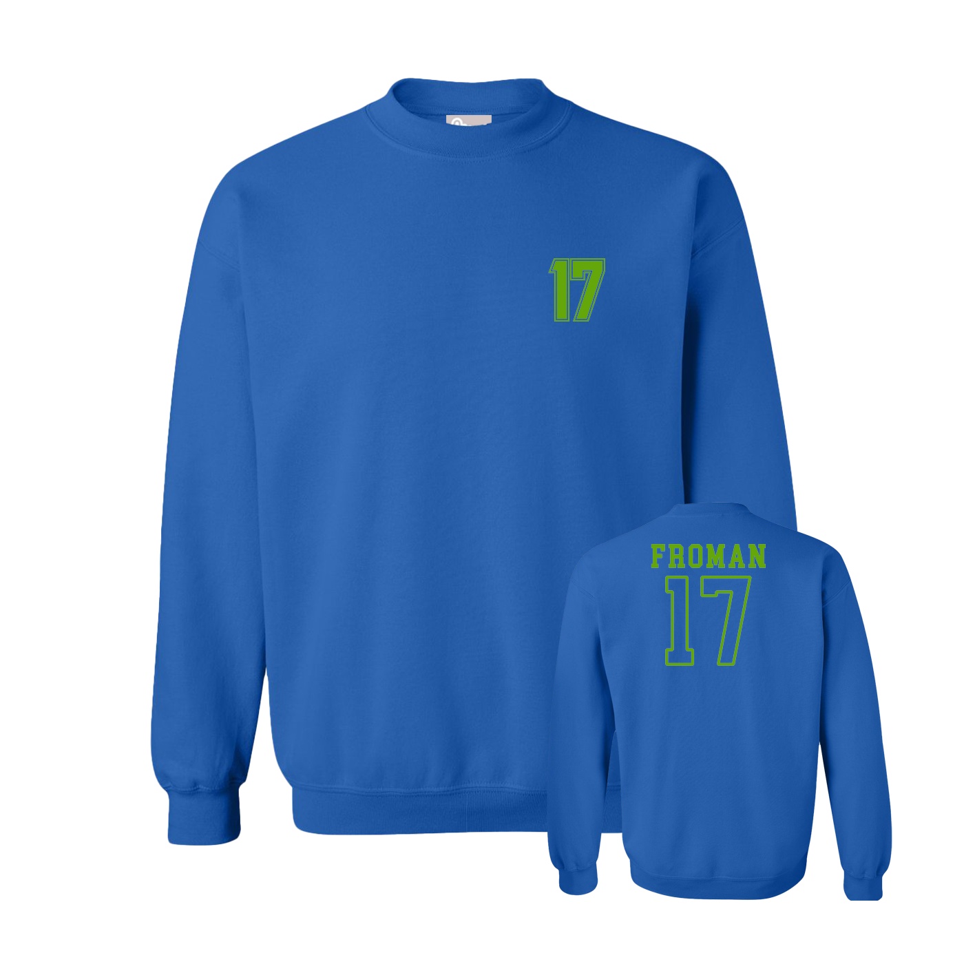 Fleece Crew — Chest Back in Royal