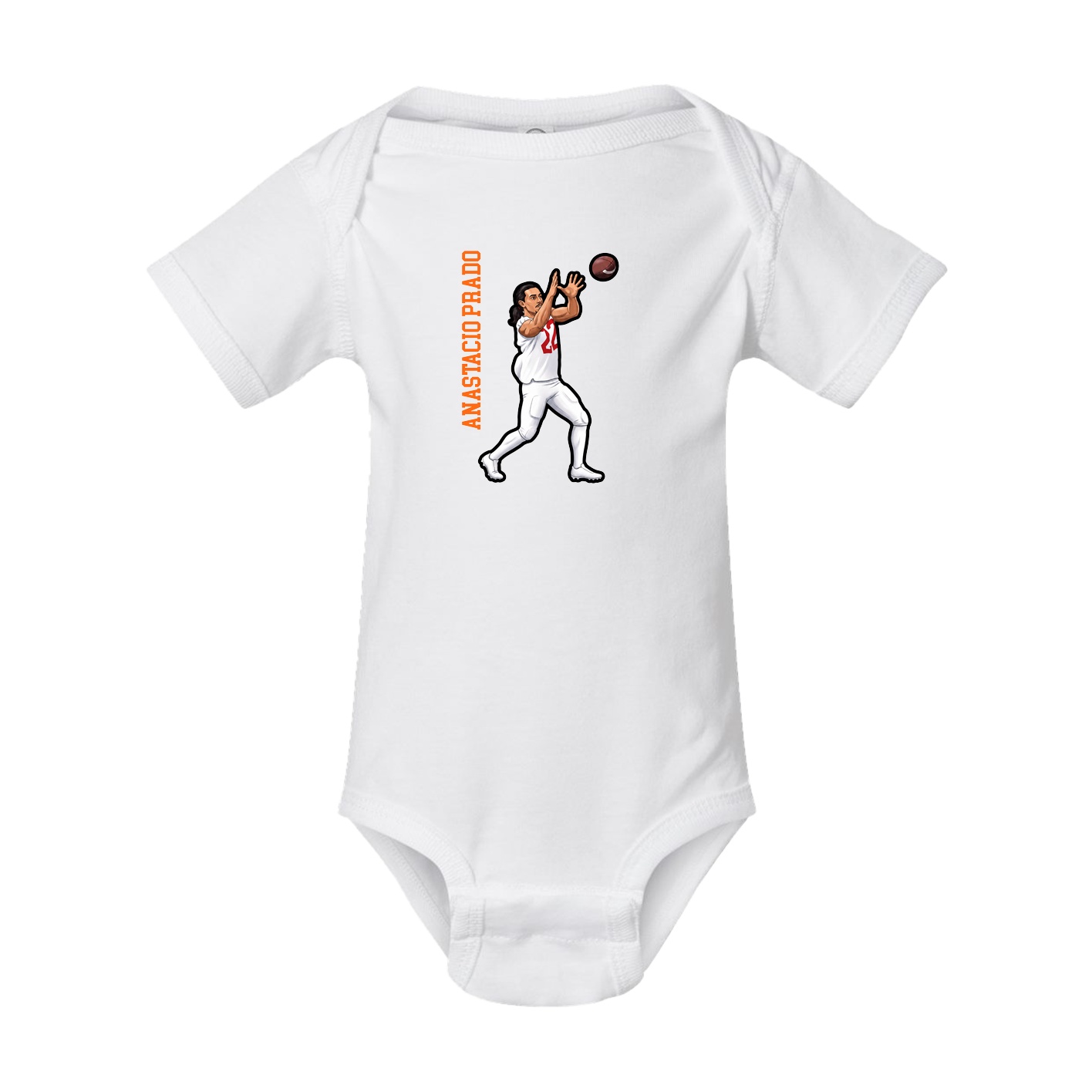 Baby Onesie — Name Vertical in White