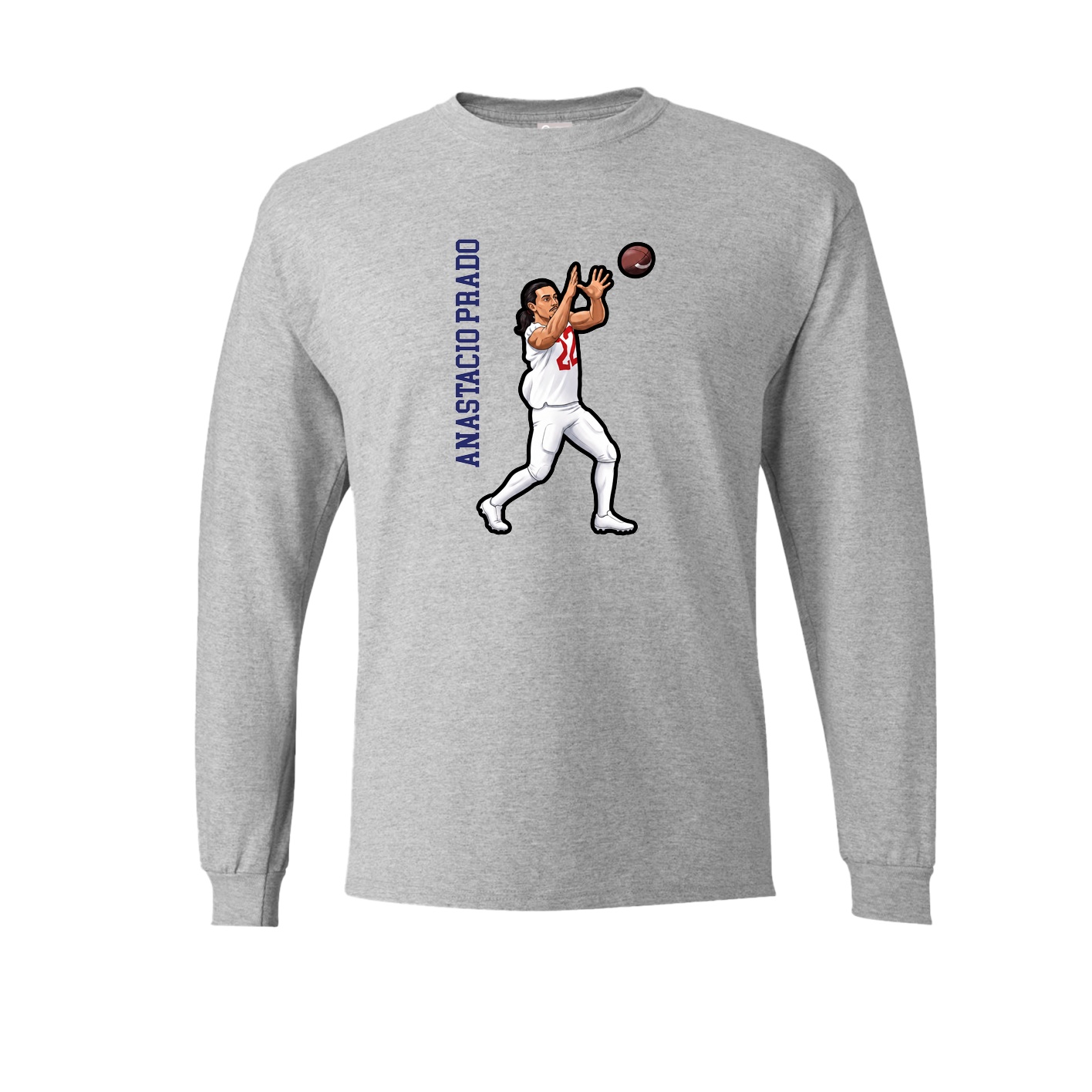 Long Sleeve Tee — Name Vertical in Grey