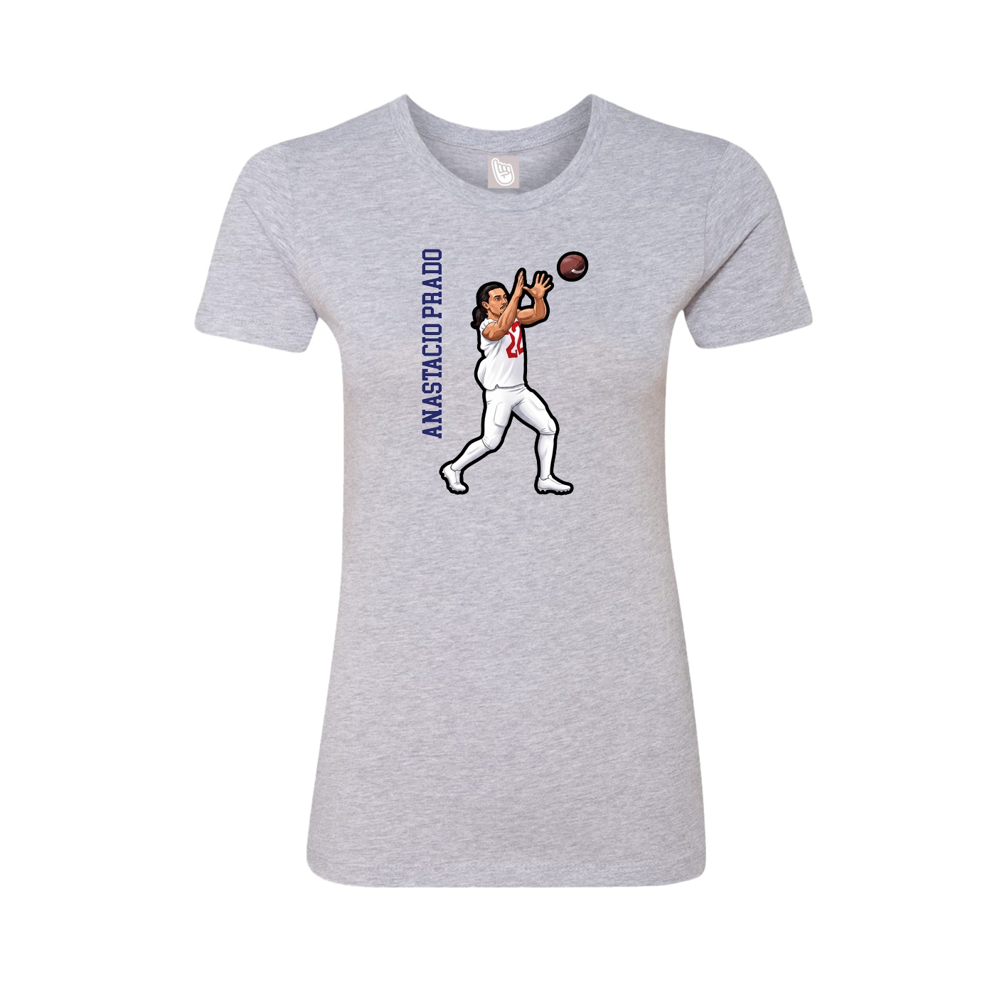 Fitted Women's Tee — Name Vertical in Grey