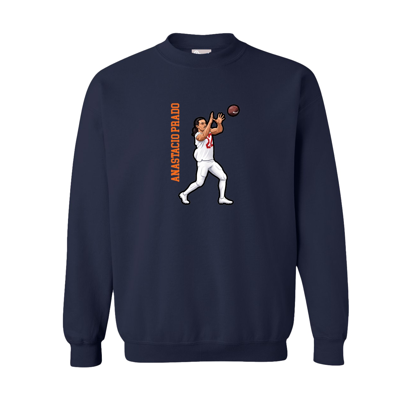 Fleece Crew — Name Vertical in Navy