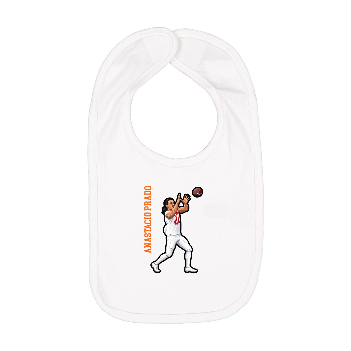 Infant Bib — Name Vertical in White