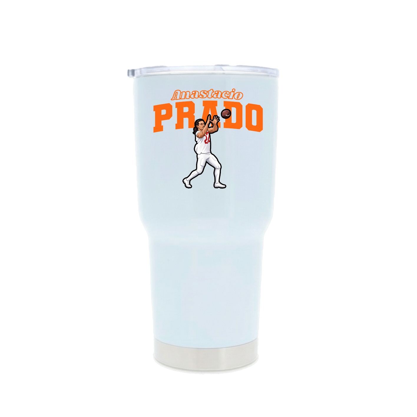 30oz Stainless Steel Tumbler — Name Arch in White