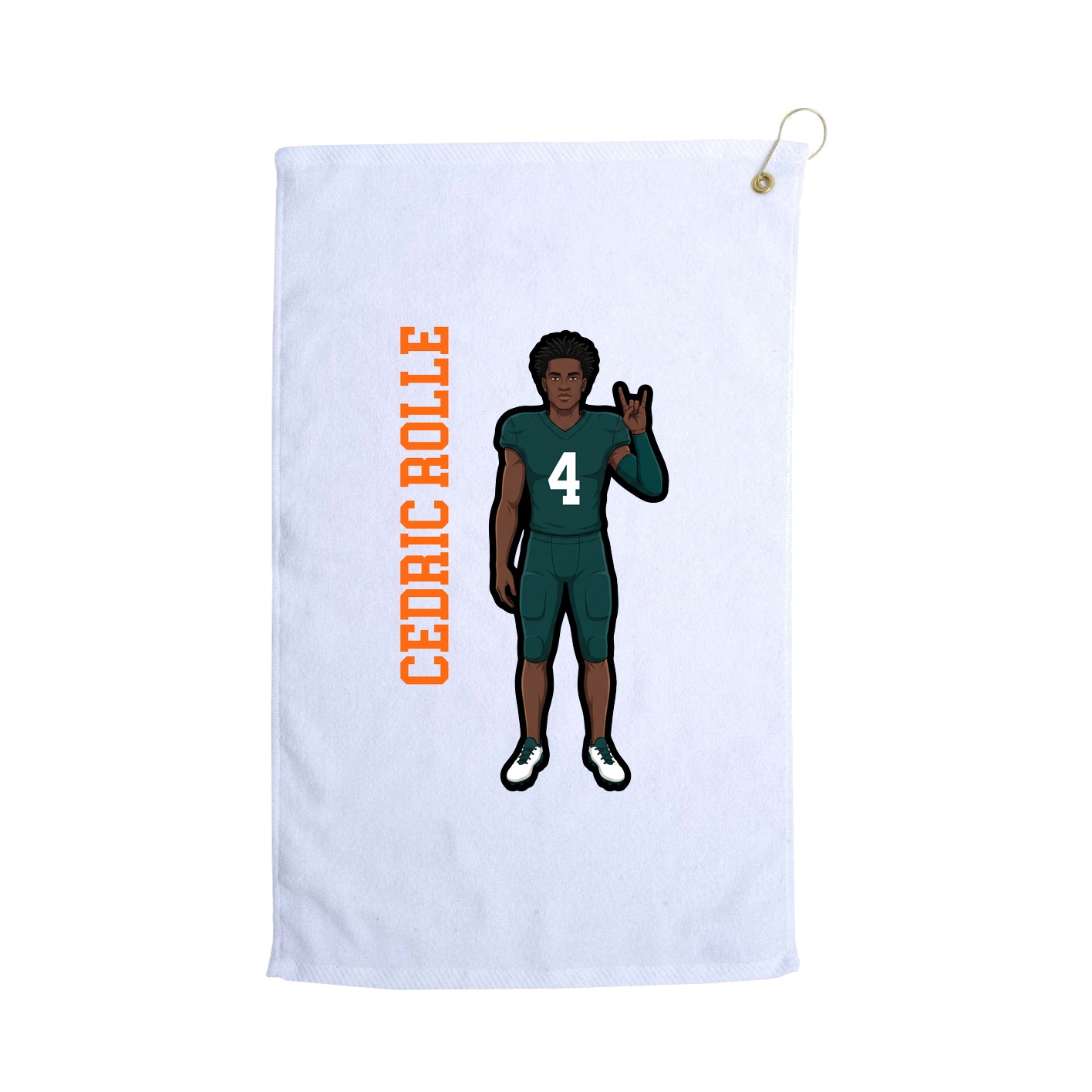 Golf Towel — Name Vertical in White