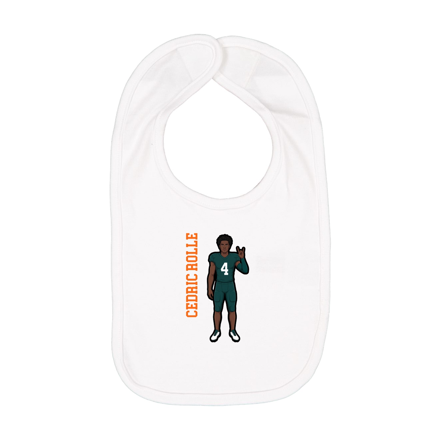 Infant Bib — Name Vertical in White