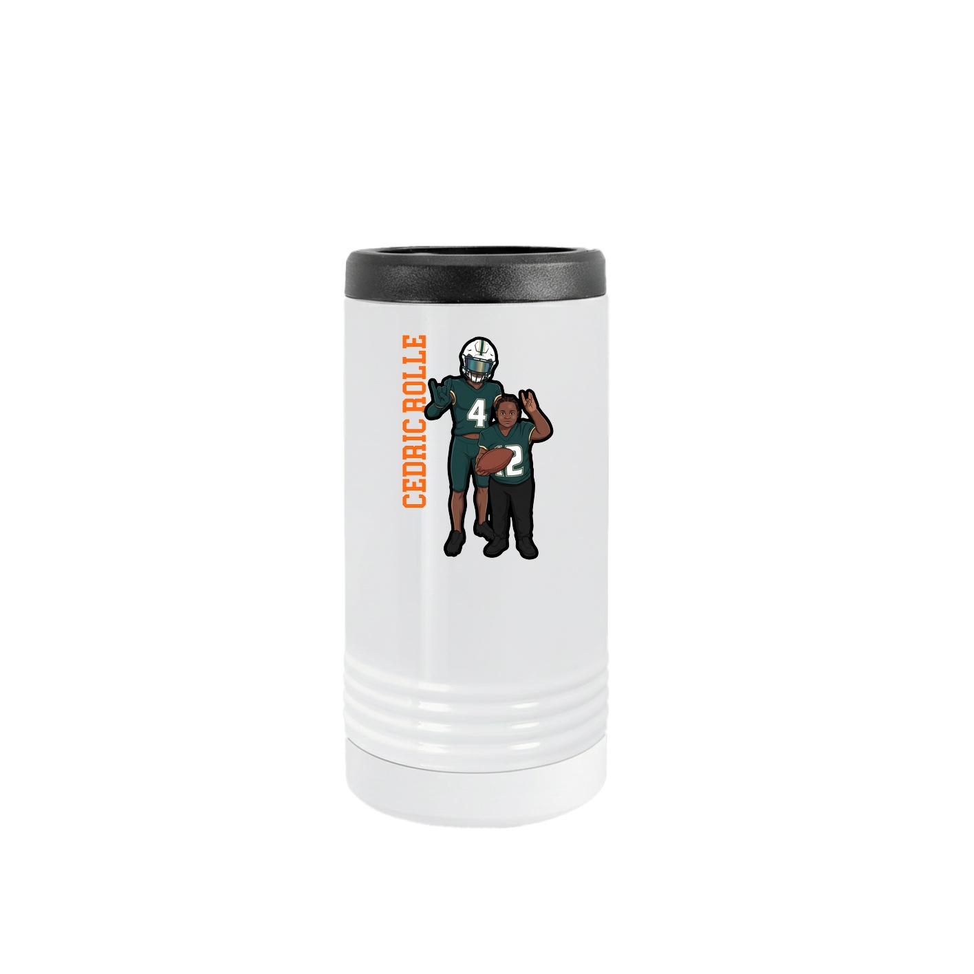 Slim Beverage Holder — Name Vertical in White