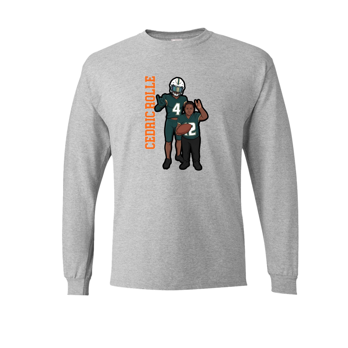 Long Sleeve Tee — Name Vertical in Grey