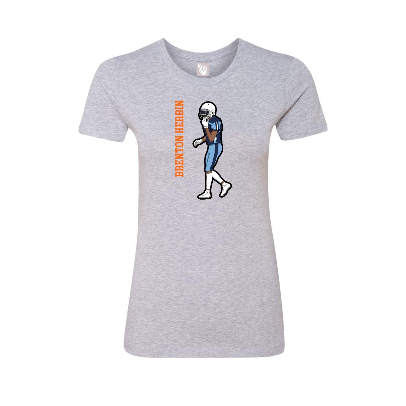 Fitted Women's Tee — Name Vertical in Grey